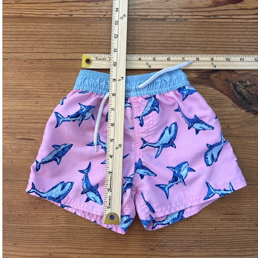Floatimini Swim Trunks Kids Pink Blue Shark Print Board Shorts‎ SIZE 2T